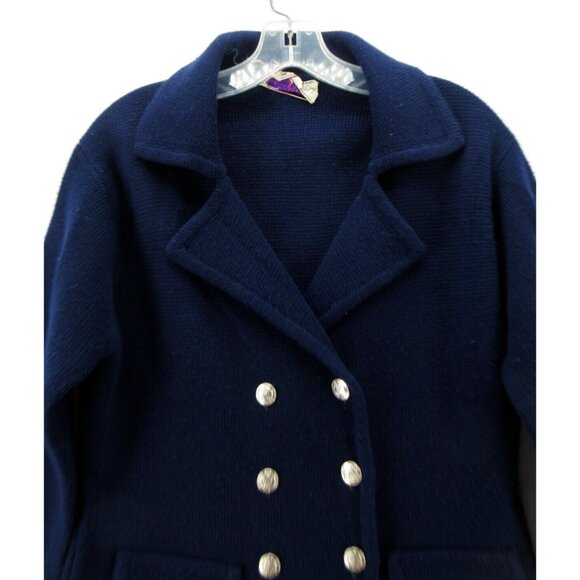 VINTAGE Macys Sweater 38 Cardigan Peacoat Double Breasted 60s 70s - Picture 2 of 9